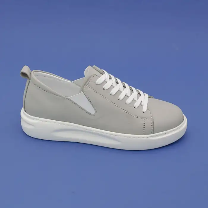 437 FMS Hakiki Deri Bayan Ayakkabı Buz Gri