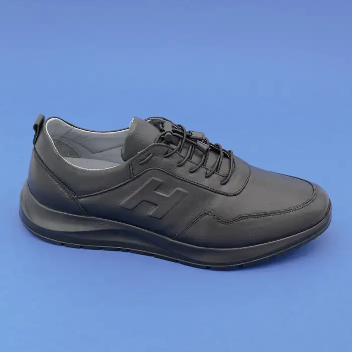 455 LSN Erkek Hakiki Deri Ayakkabı Siyah Poli