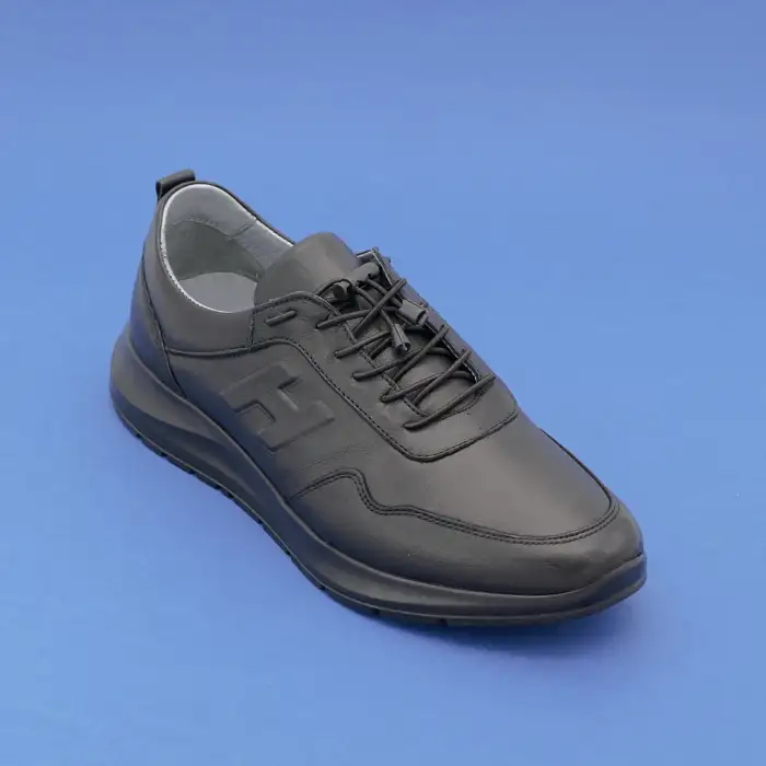 455 LSN Erkek Hakiki Deri Ayakkabı Siyah Poli