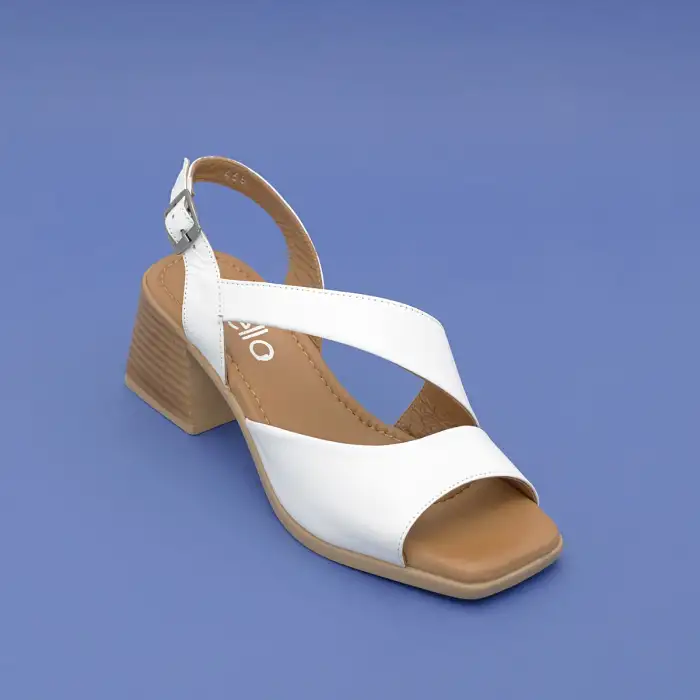 458 BLL Hakiki Deri Bayan Sandalet Beyaz
