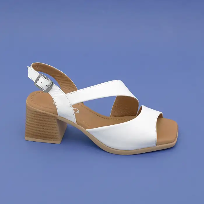 458 BLL Hakiki Deri Bayan Sandalet Beyaz