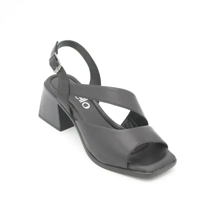 458 BLL Hakiki Deri Bayan Sandalet Siyah