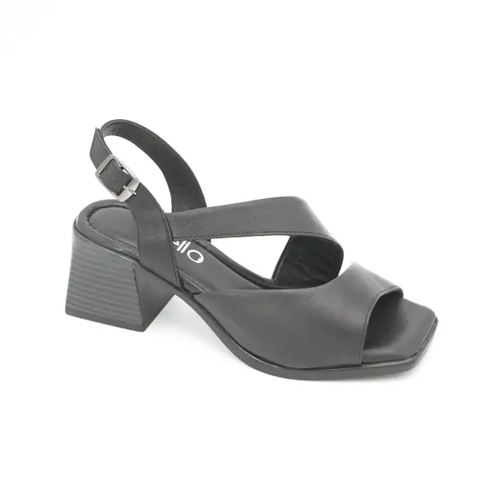 458 BLL Hakiki Deri Bayan Sandalet Siyah