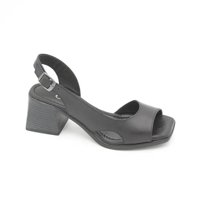 4603 BLL Hakiki Deri Bayan Sandalet Siyah