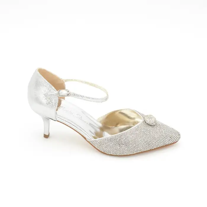 5498 OZR Abiye Bayan Ayakkabı Gümüş 6 cm