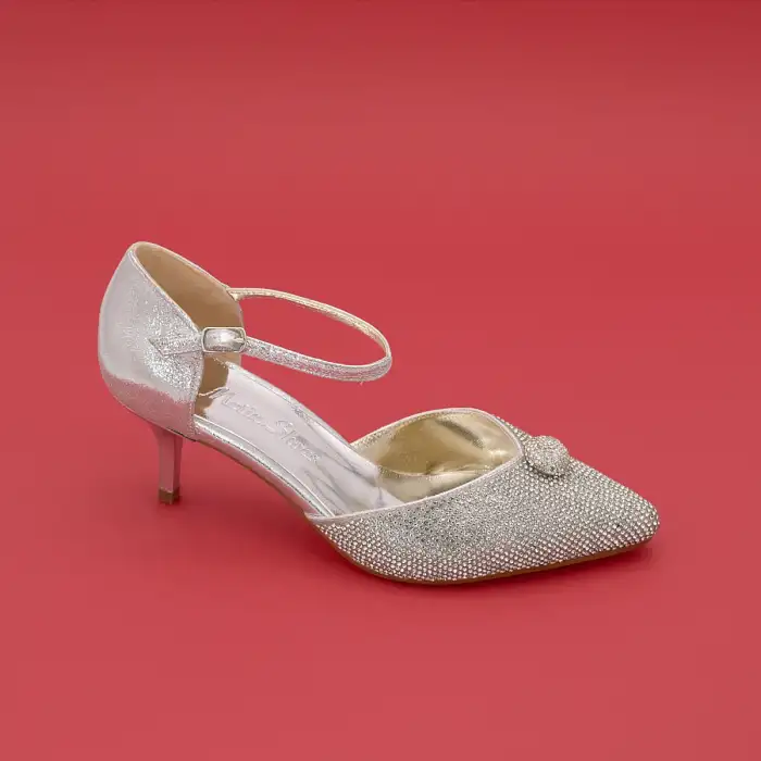 5498 OZR Abiye Bayan Ayakkabı Gümüş 6 cm