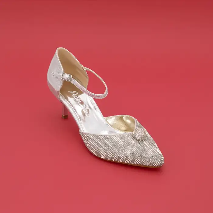 5498 OZR Abiye Bayan Ayakkabı Gümüş 6 cm