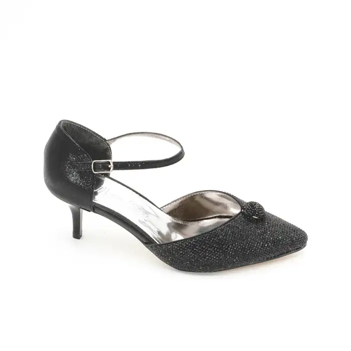 5498 OZR Abiye Bayan Ayakkabı Siyah 6 cm