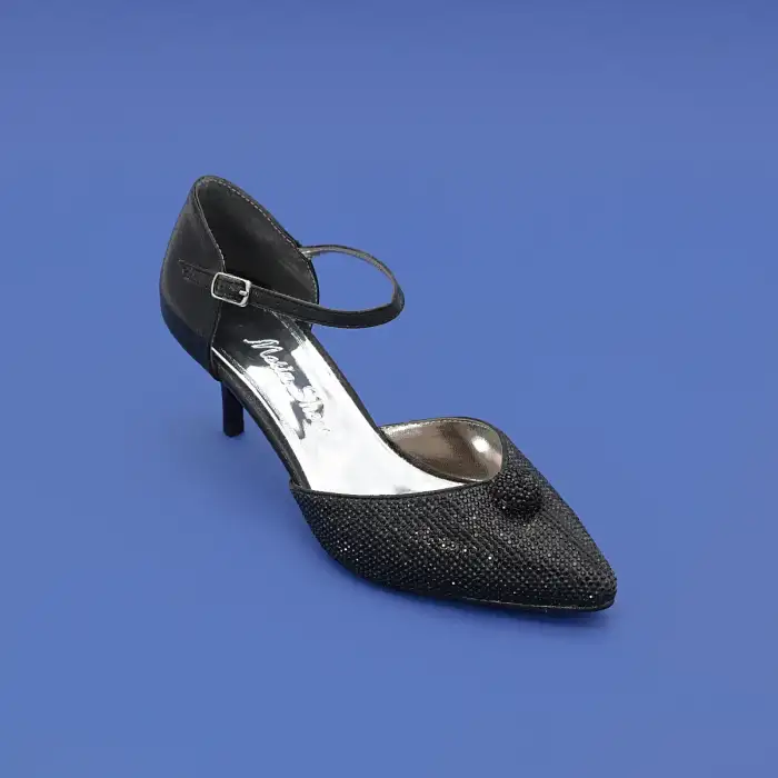 5498 OZR Abiye Bayan Ayakkabı Siyah 6 cm