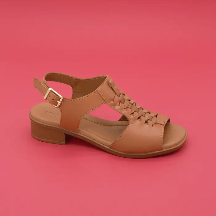 6026 IZZ Hakiki Deri Bayan Sandalet Taba
