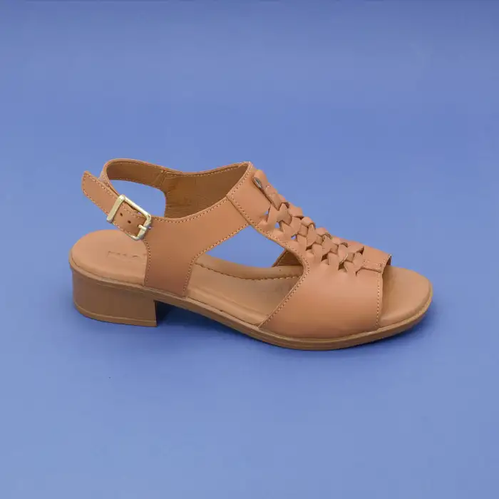 6026 IZZ Hakiki Deri Bayan Sandalet Taba