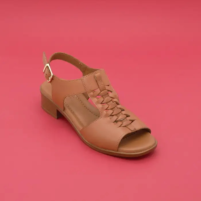 6026 IZZ Hakiki Deri Bayan Sandalet Taba