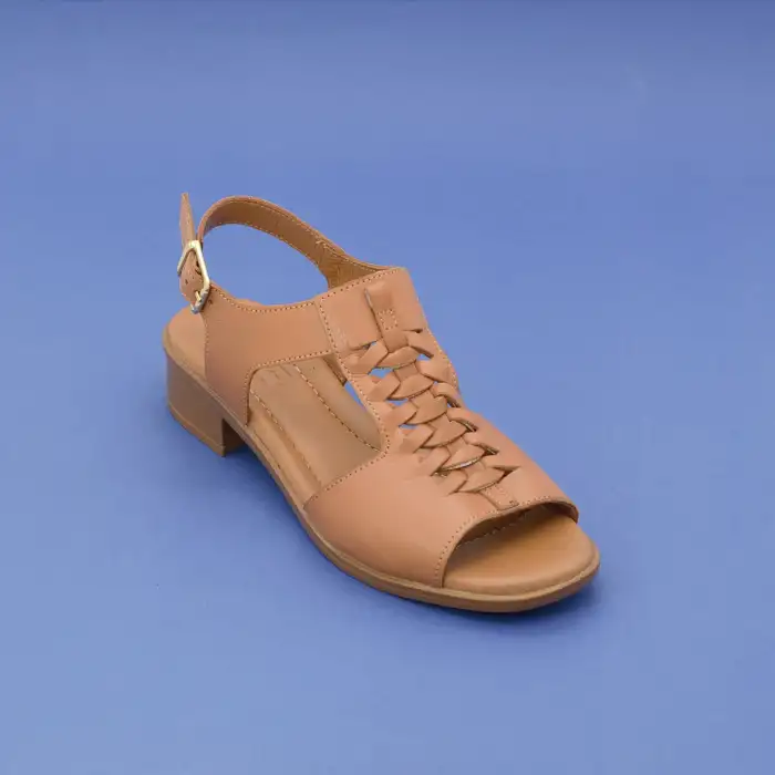 6026 IZZ Hakiki Deri Bayan Sandalet Taba