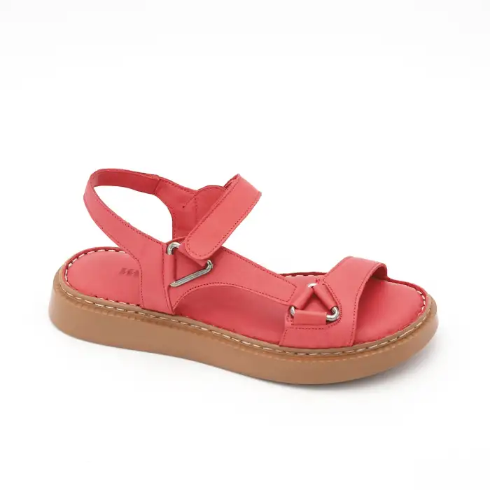 607-1 ASY Hakiki Deri Bayan Sandalet Kırmızı