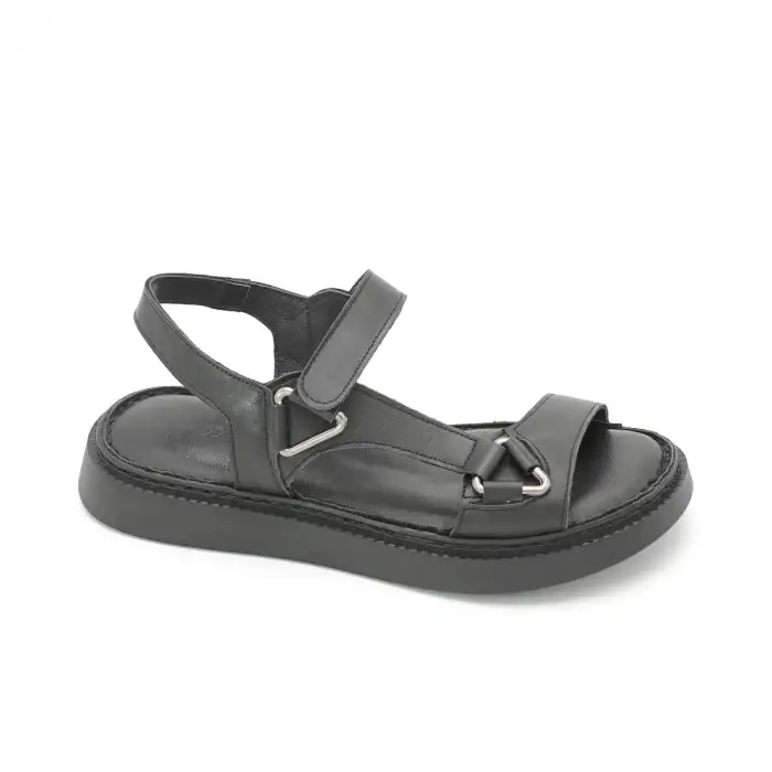 607-1 ASY Hakiki Deri Bayan Sandalet Siyah