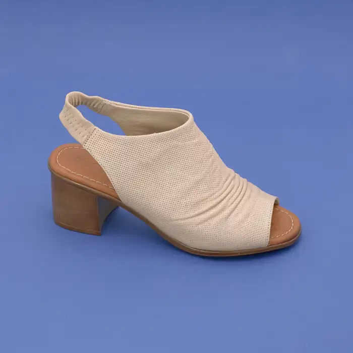 609-1 IZZ Hakiki Deri Bayan Sandalet Bej