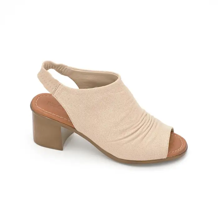 609-1 IZZ Hakiki Deri Bayan Sandalet Bej