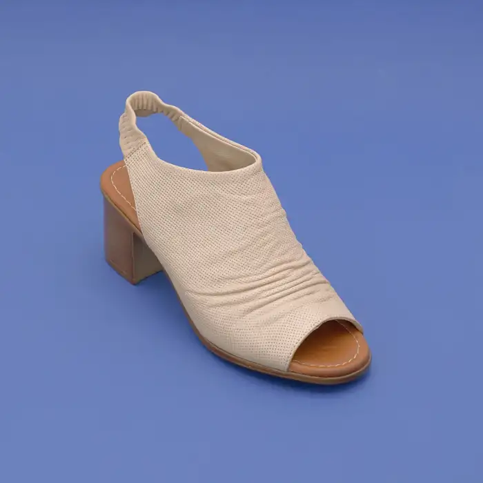 609-1 IZZ Hakiki Deri Bayan Sandalet Bej