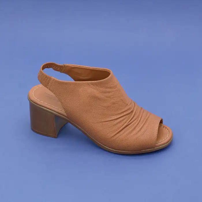 609-1 IZZ Hakiki Deri Bayan Sandalet Taba