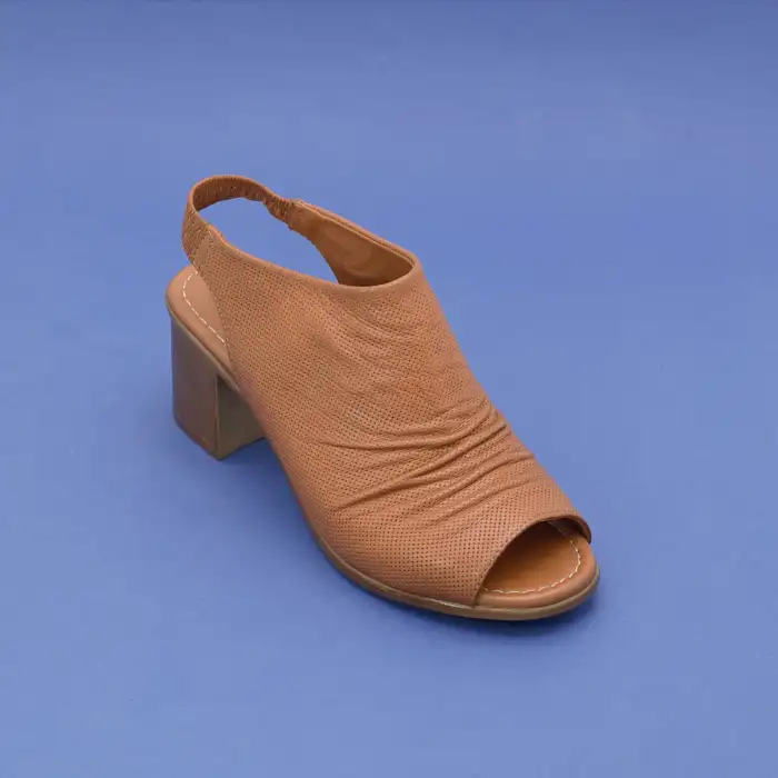 609-1 IZZ Hakiki Deri Bayan Sandalet Taba