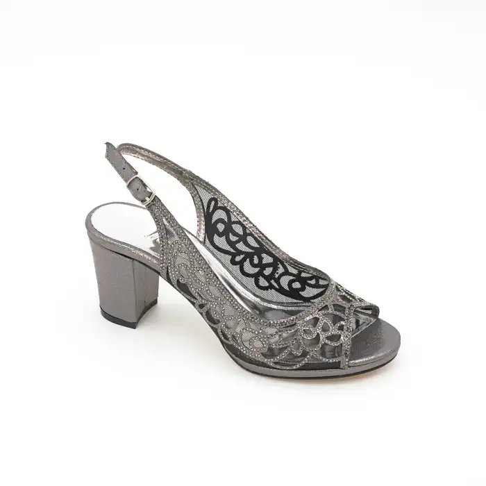 6229 OZR Abiye Bayan Ayakkabı Platin 7 cm