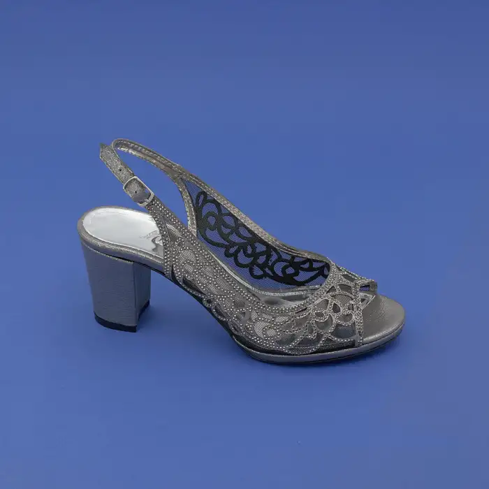 6229 OZR Abiye Bayan Ayakkabı Platin 7 cm