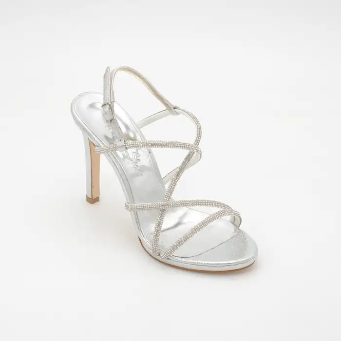 6289 OZR Abiye Bayan Ayakkabı Gümüş 10,5 cm