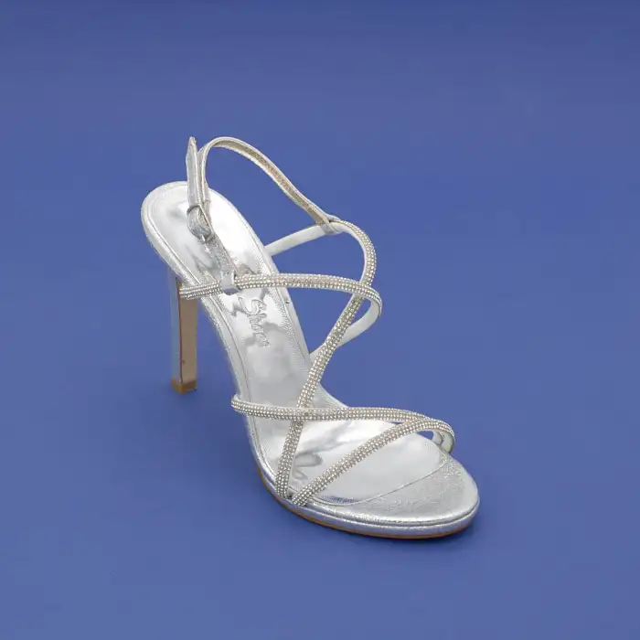 6289 OZR Abiye Bayan Ayakkabı Gümüş 10,5 cm