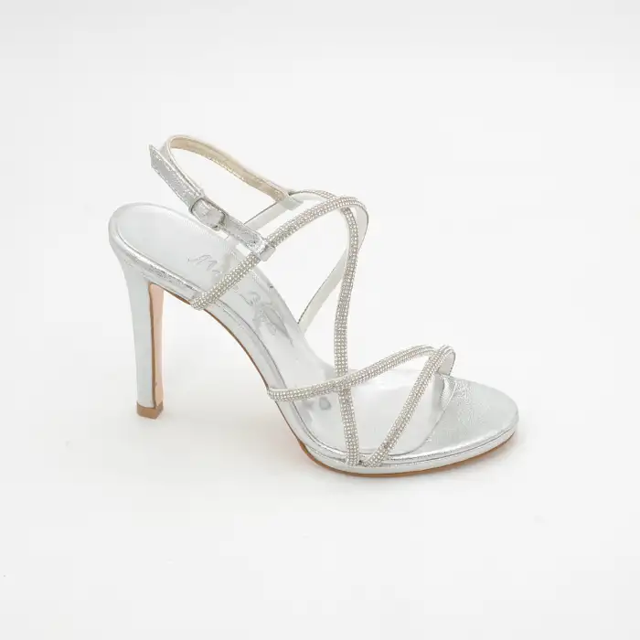 6289 OZR Abiye Bayan Ayakkabı Gümüş 10,5 cm