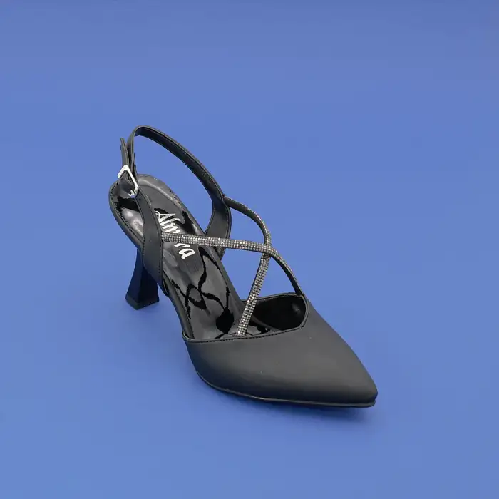 641 ALR Abiye Bayan Ayakkabı 8 cm Siyah Saten