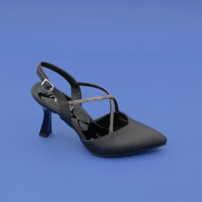 641 ALR Abiye Bayan Ayakkabı 8 cm Siyah Saten