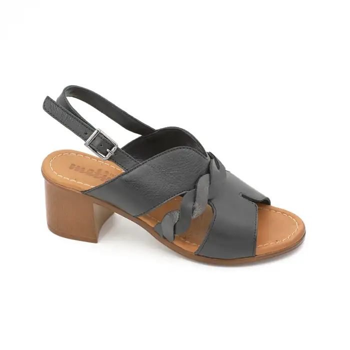 645 IZZ Hakiki Deri Bayan Sandalet Siyah