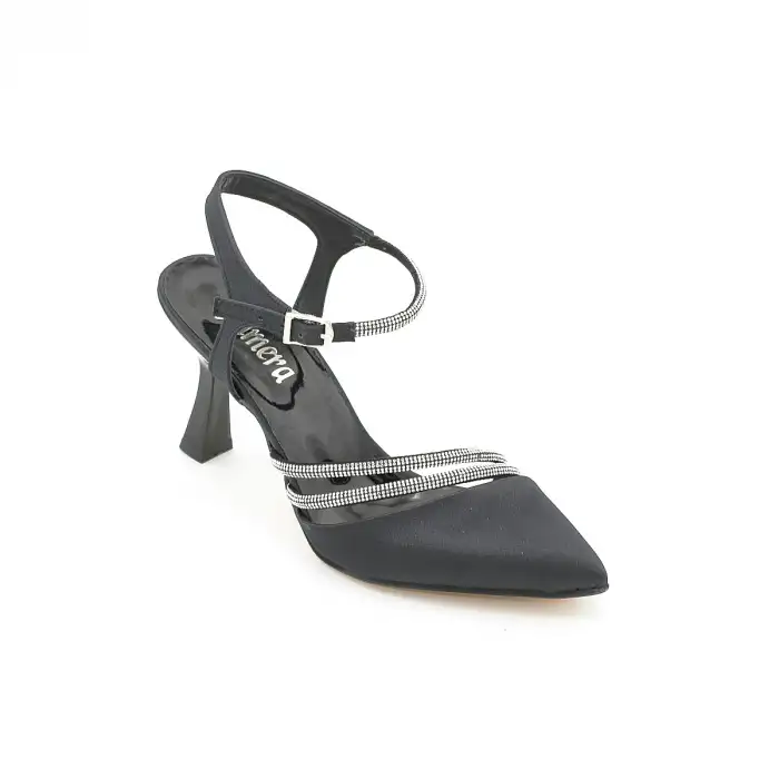 654 ALR Abiye Bayan Ayakkabı 8 cm Siyah Saten