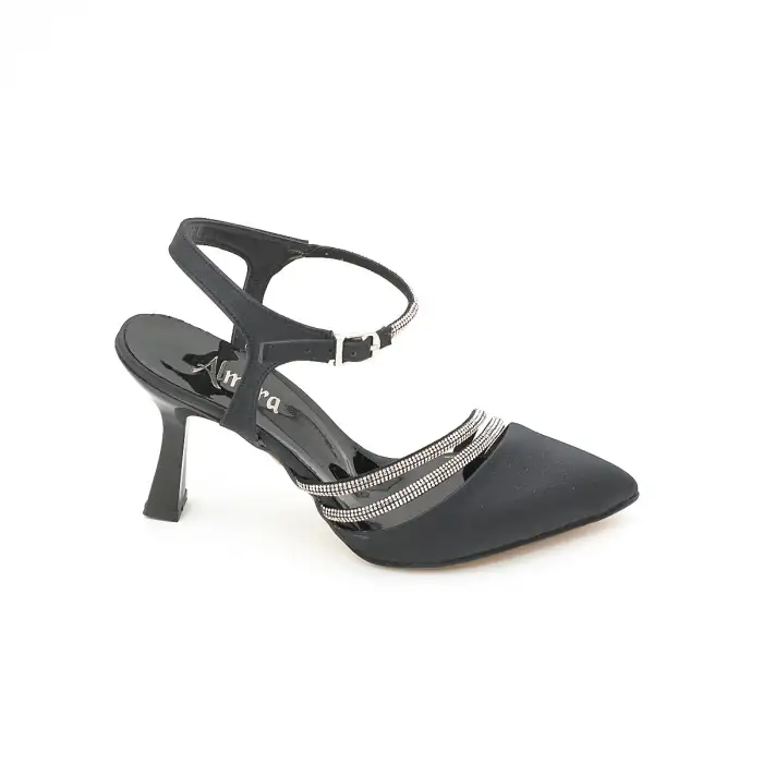 654 ALR Abiye Bayan Ayakkabı 8 cm Siyah Saten