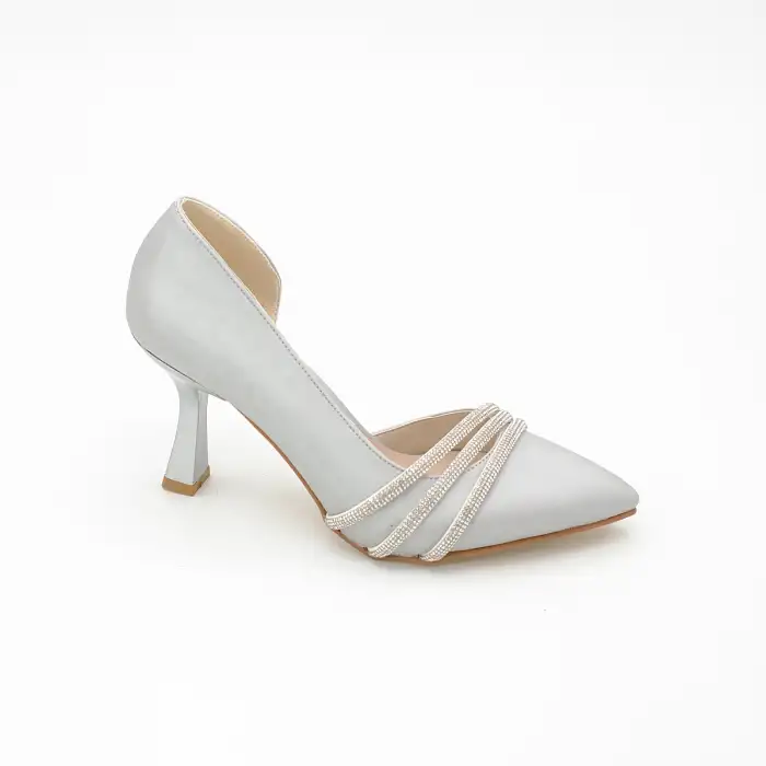 685 ALR Abiye Bayan Ayakkabı 8 cm Gri Saten