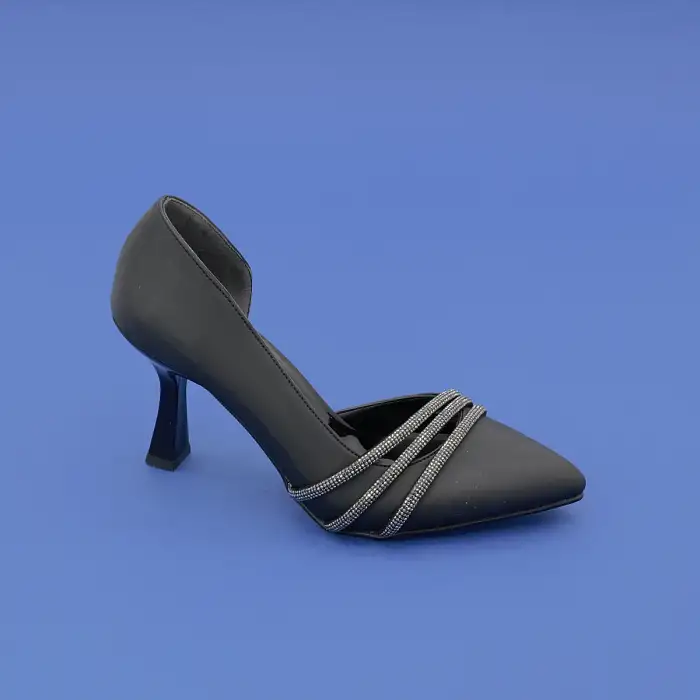 685 ALR Abiye Bayan Ayakkabı 8 cm Siyah Saten