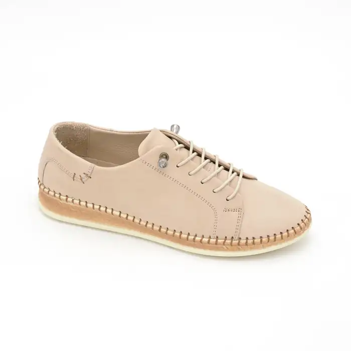 7866 Pepita Hakiki Deri Bayan Ayakkabı Bej