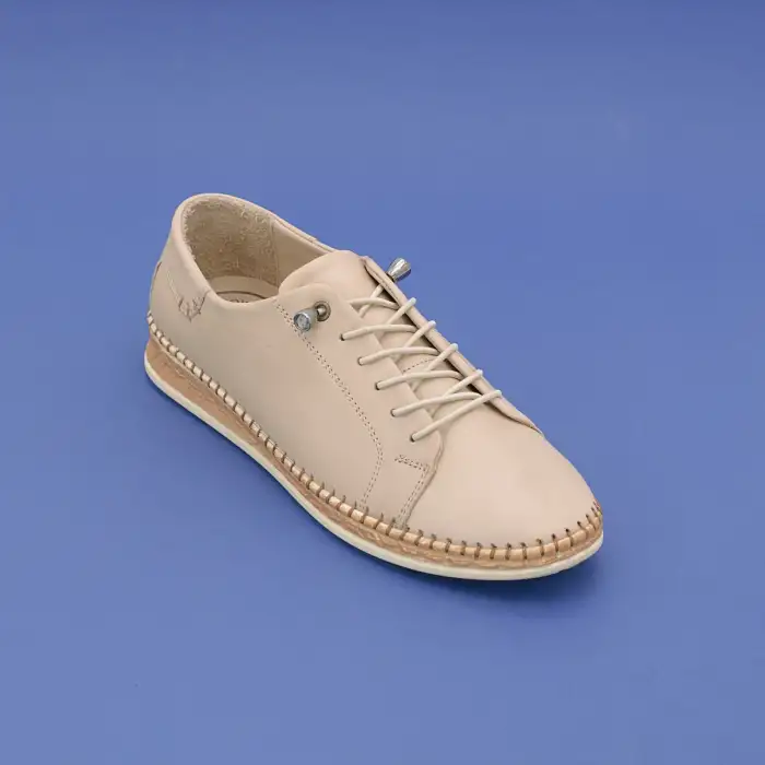 7866 Pepita Hakiki Deri Bayan Ayakkabı Bej