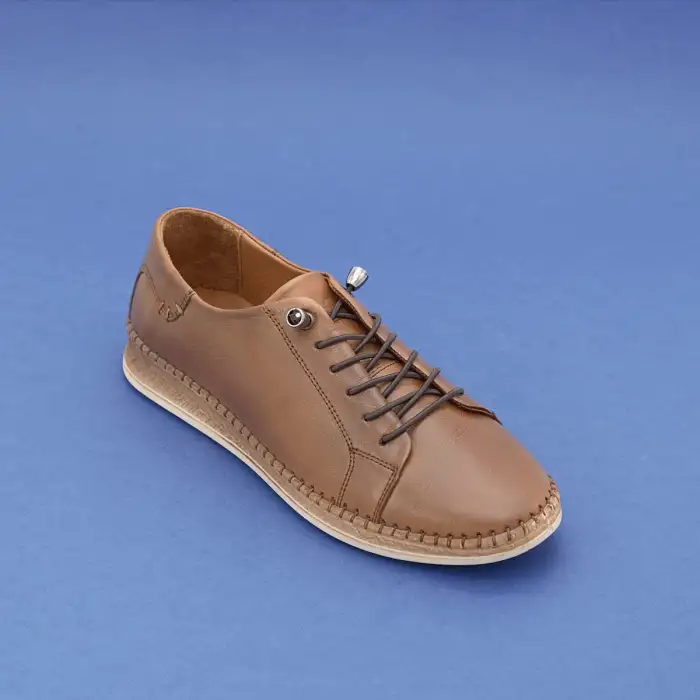 7866 Pepita Hakiki Deri Bayan Ayakkabı Taba