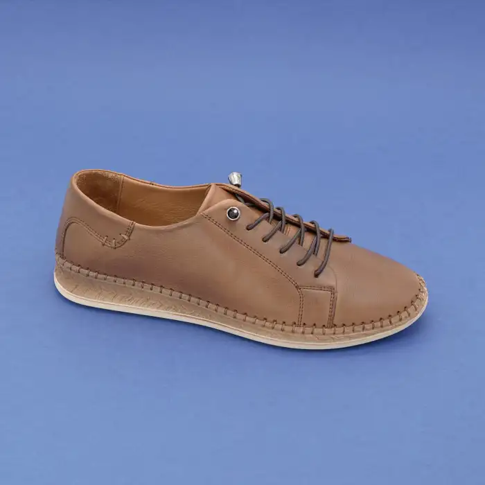 7866 Pepita Hakiki Deri Bayan Ayakkabı Taba