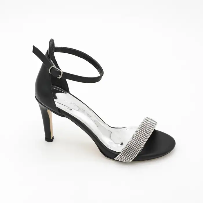 807 BNO Abiye Bayan Ayakkabı 8 cm Siyah Taşlı