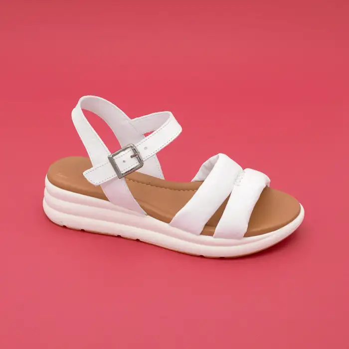 8207 IZZ Hakiki Deri Bayan Sandalet Beyaz