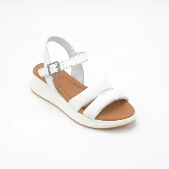 8207 IZZ Hakiki Deri Bayan Sandalet Beyaz
