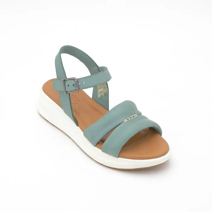 8207 IZZ Hakiki Deri Bayan Sandalet Yeşil