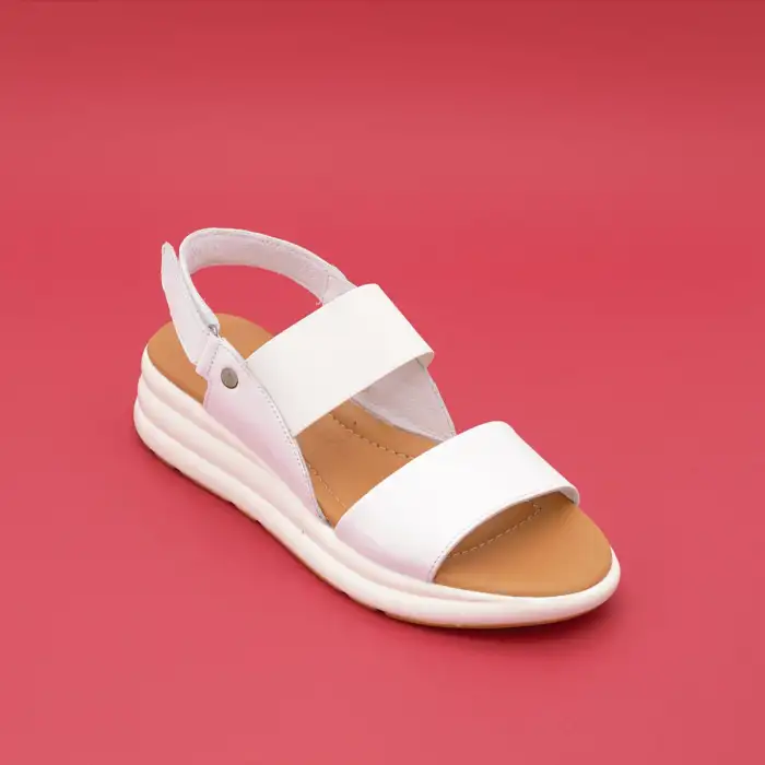 8208 IZZ Hakiki Deri Bayan Sandalet Beyaz