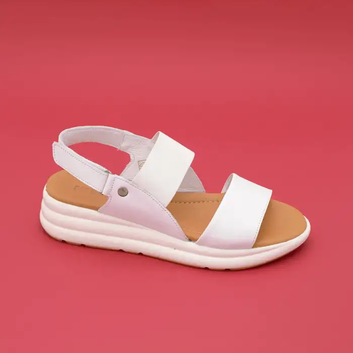 8208 IZZ Hakiki Deri Bayan Sandalet Beyaz