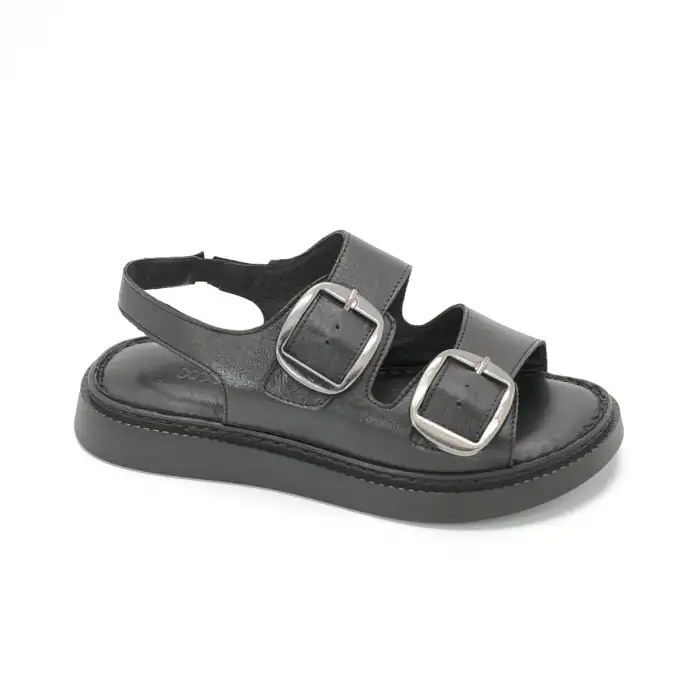 840 ASY Hakiki Deri Bayan Sandalet Siyah