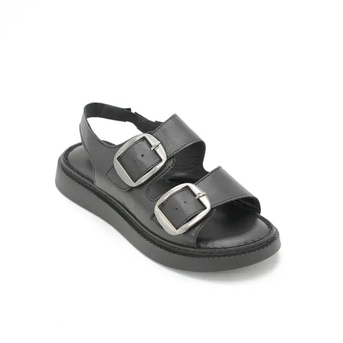 840 ASY Hakiki Deri Bayan Sandalet Siyah