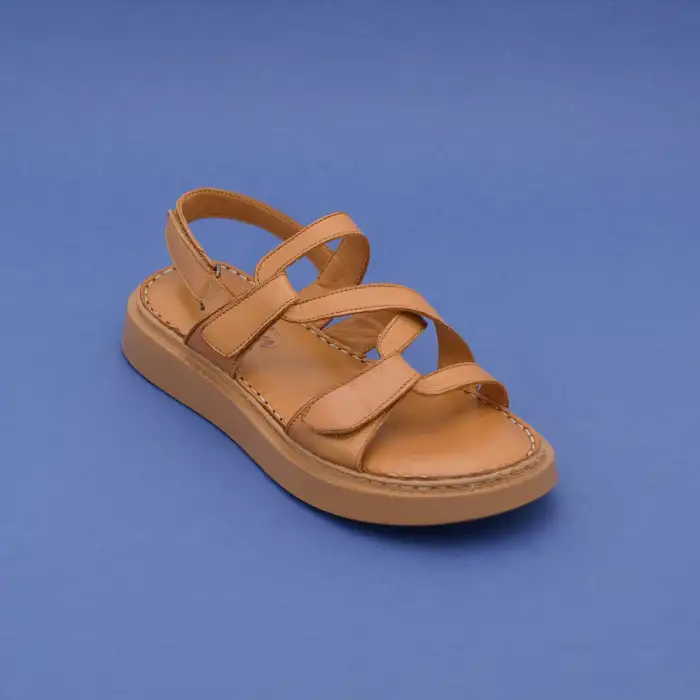 852 ASY Hakiki Deri Bayan Sandalet Taba