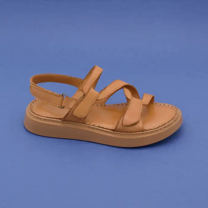 852 ASY Hakiki Deri Bayan Sandalet Taba